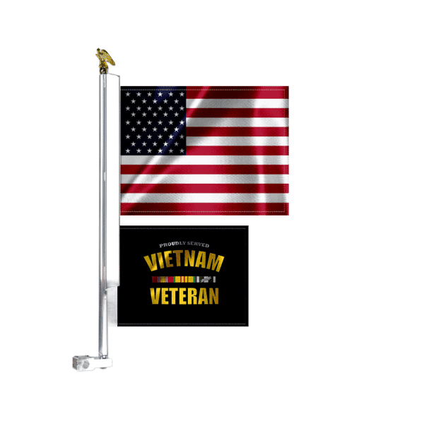 Motorcycle Flag Mount With 8x11" American & 6x8” Vietnam Vet Flag