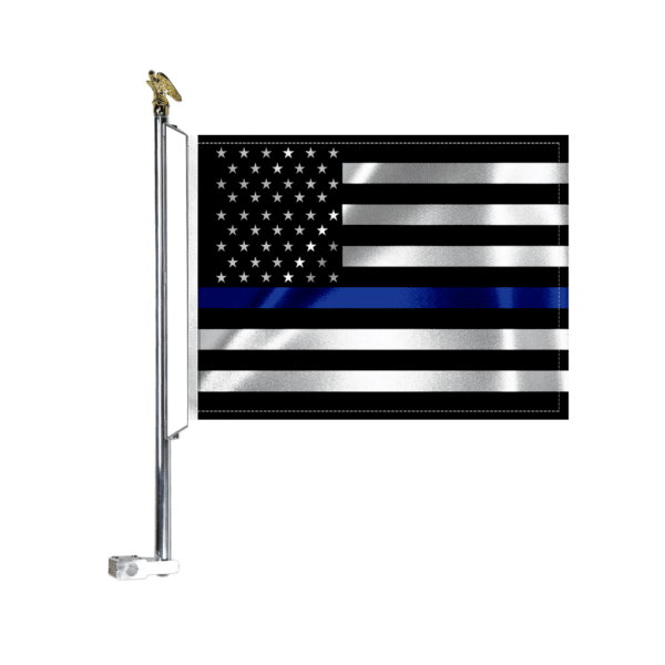Motorcycle Flag Mount With 11.5x15" Thin Blue Line American Flag