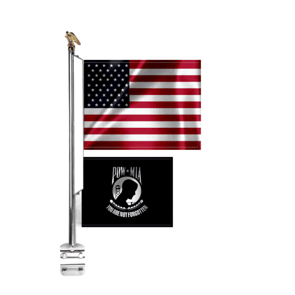 Truck Flag Mount With 8x11" American Flag & 6x8” POW Flag