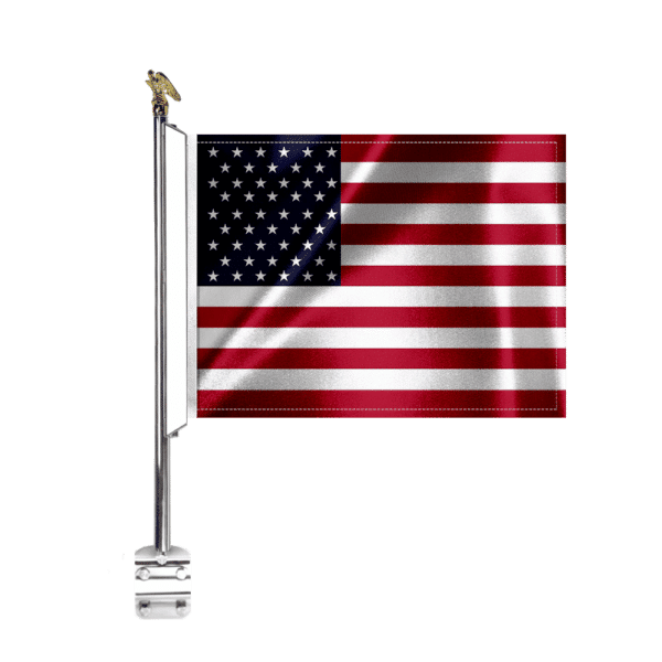 18in Chrome Truck Flag Mount with American US Flag